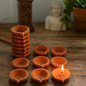 Handcrafted Clay Diya - A Warm Touch for Your Onam Celebrations | Pack of 10